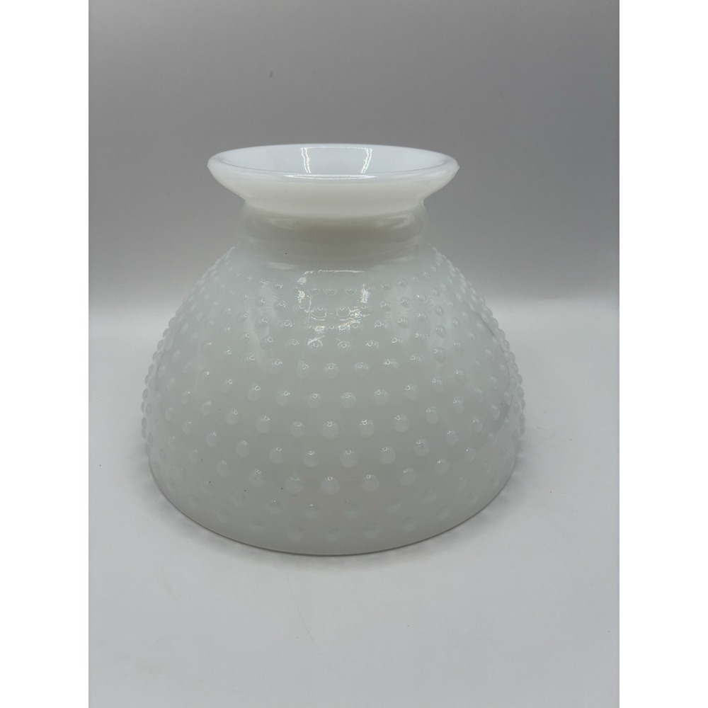 White Milk Glass Hurricane Lamp Shade Hobnail Ruffle Top 6" Height